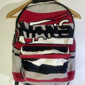 Vans Striped Backpack - Red, Black, and White